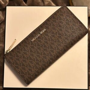 Michael Kors Dark Brown Zip-Around Wallet